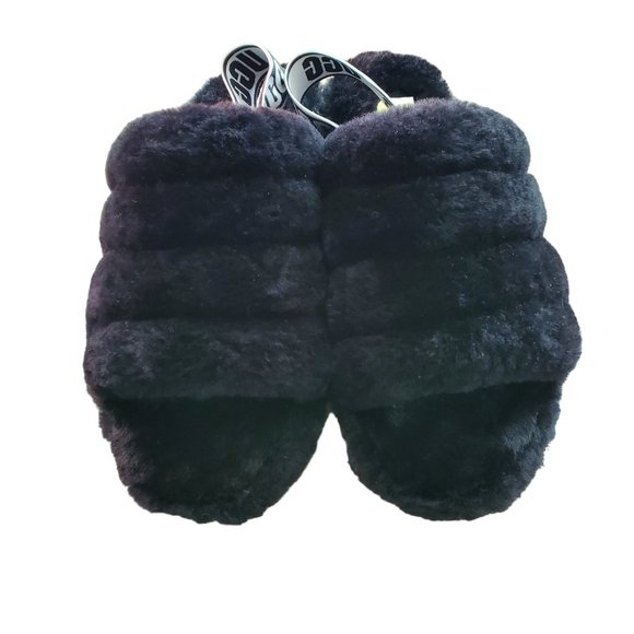 UGG Shoes - NEW UGG Women's Fluff Yeah Slide Slipper, Black SIZE 9 SLINGBACK SHOES NWOT